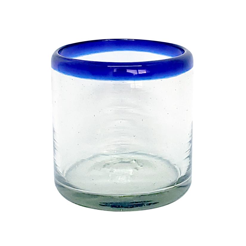 Wholesale Colored Rim Glassware / Cobalt Blue Rim 8 oz DOF Rock Glasses  / These Double Old Fashioned glasses deliver a classic touch to your favorite drink on the rocks.<BR>1-Year Product Replacement in case of defects (glasses broken in dishwasher is considered a defect).
